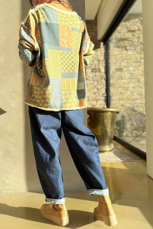 Hippie Shake Patchwork Sweatshirt Stone